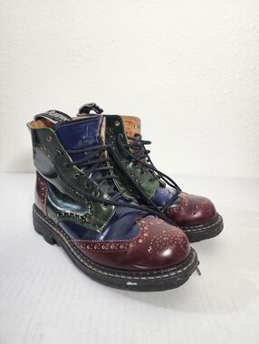 John Fluevog Angels Derby Boots Multicolor Wingtip Lace Up Women 7 Men 5